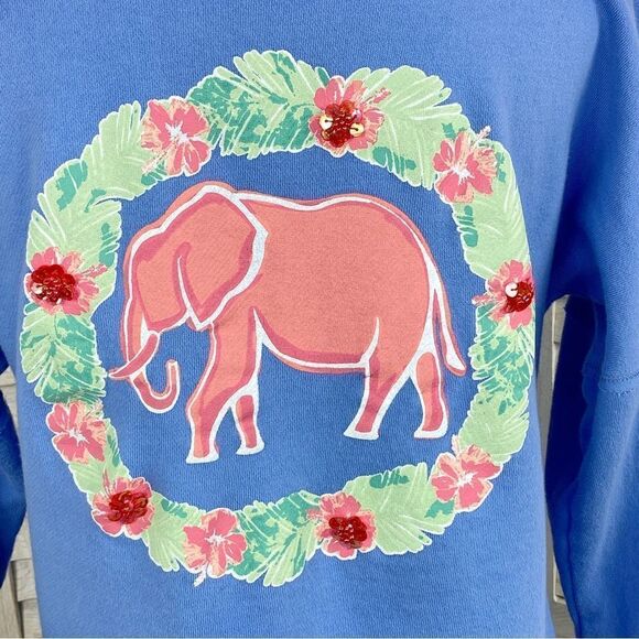 Crown & Ivy Elephant Raw Edge Tunic Shirt Periwinkle Blue Medium - Picture 8 of 15